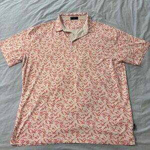 Stylish Pink Coastal Bird Pattern Polo Shirt for Men